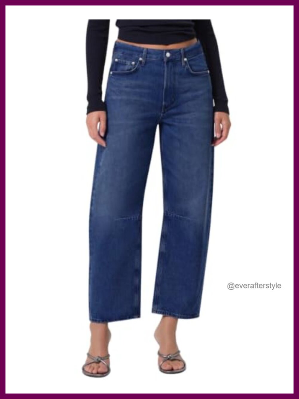 Mid Rise Barrel Jeans Wide Leg Stretch Denim Pants